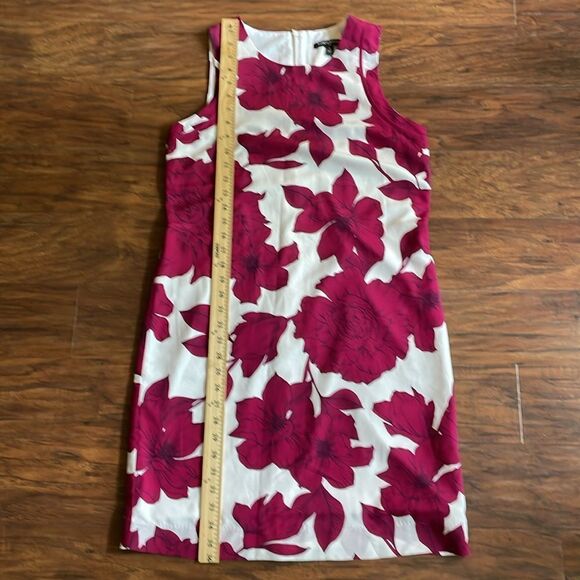 Banana Republic Womens Vibrant Flower Print Maroon White Sleeveless Dress Sz 4 - Picture 4 of 9